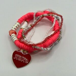 LOVE Charm Pink Valentine’s Bracelet Stack